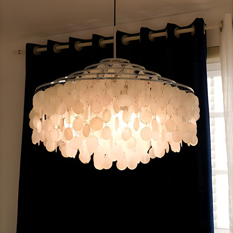 Round Shell Chandelier for Bedroom Living Room