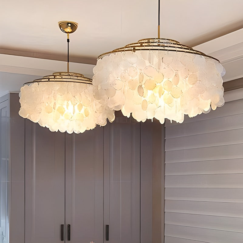 Round Shell Chandelier for Bedroom Living Room
