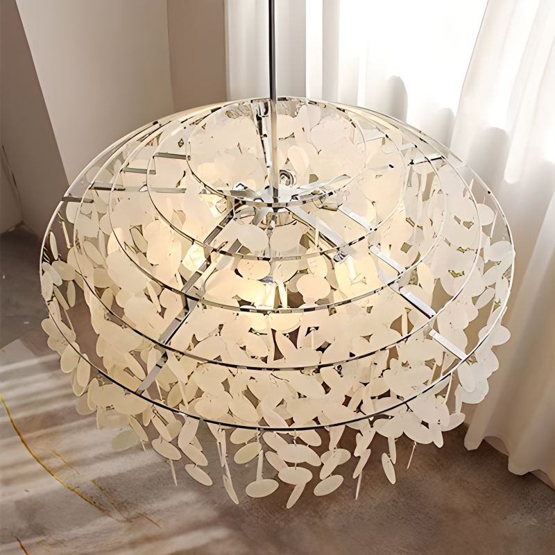 Round Shell Chandelier for Bedroom Living Room