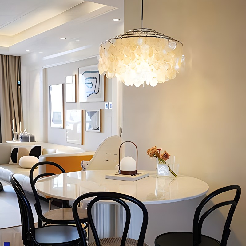Round Shell Chandelier for Bedroom Living Room