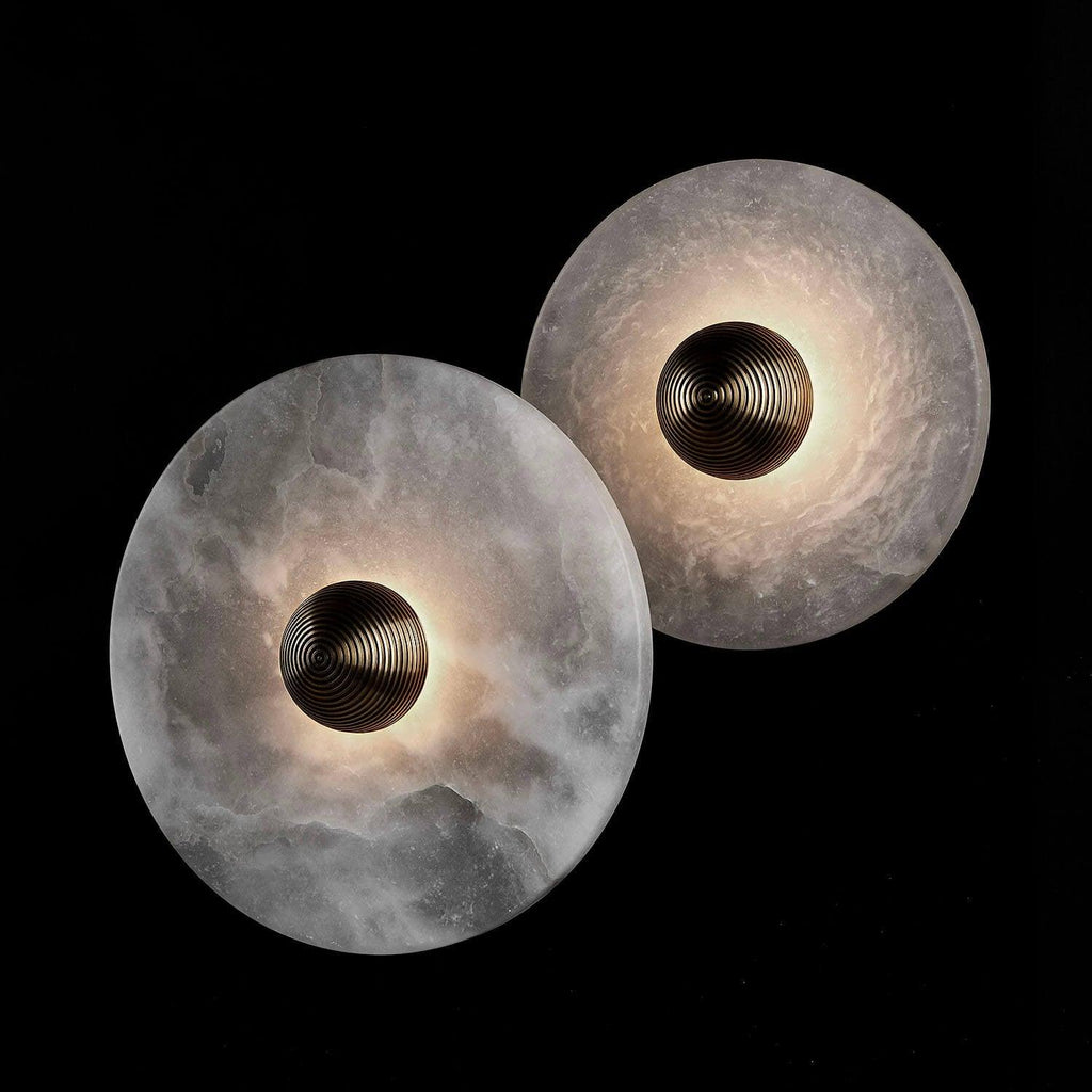Round Alabaster Combination Wall Sconce