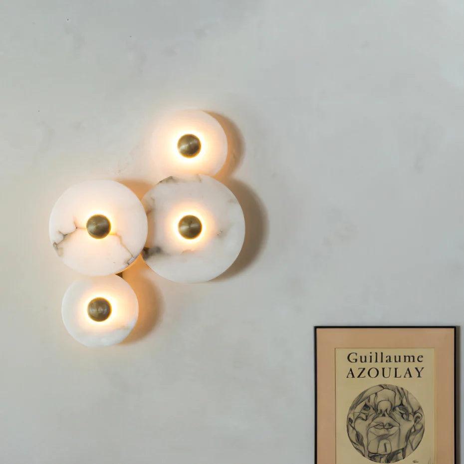 Round Alabaster Combination Wall Sconce