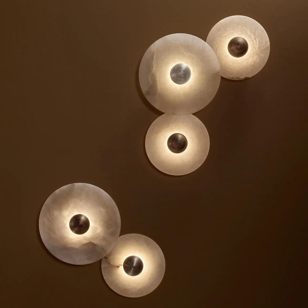 Round Alabaster Combination Wall Sconce