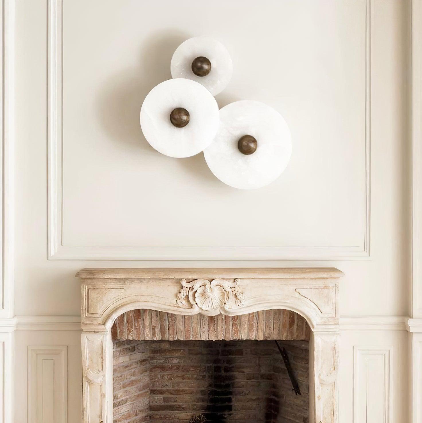 Round Alabaster Combination Wall Sconce