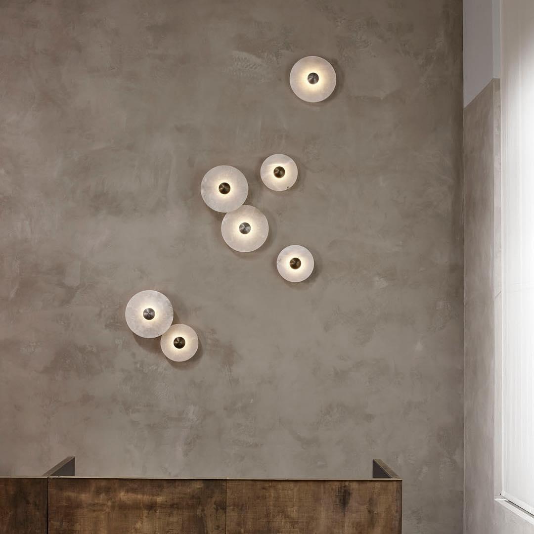Round Alabaster Combination Wall Sconce