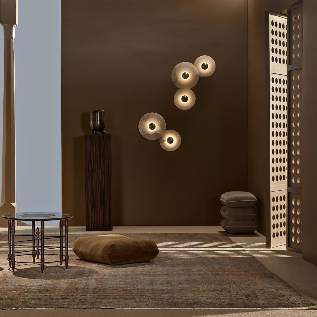 Round Alabaster Combination Wall Sconce