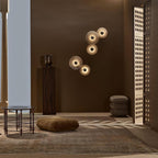 Round Alabaster Combination Wall Sconce