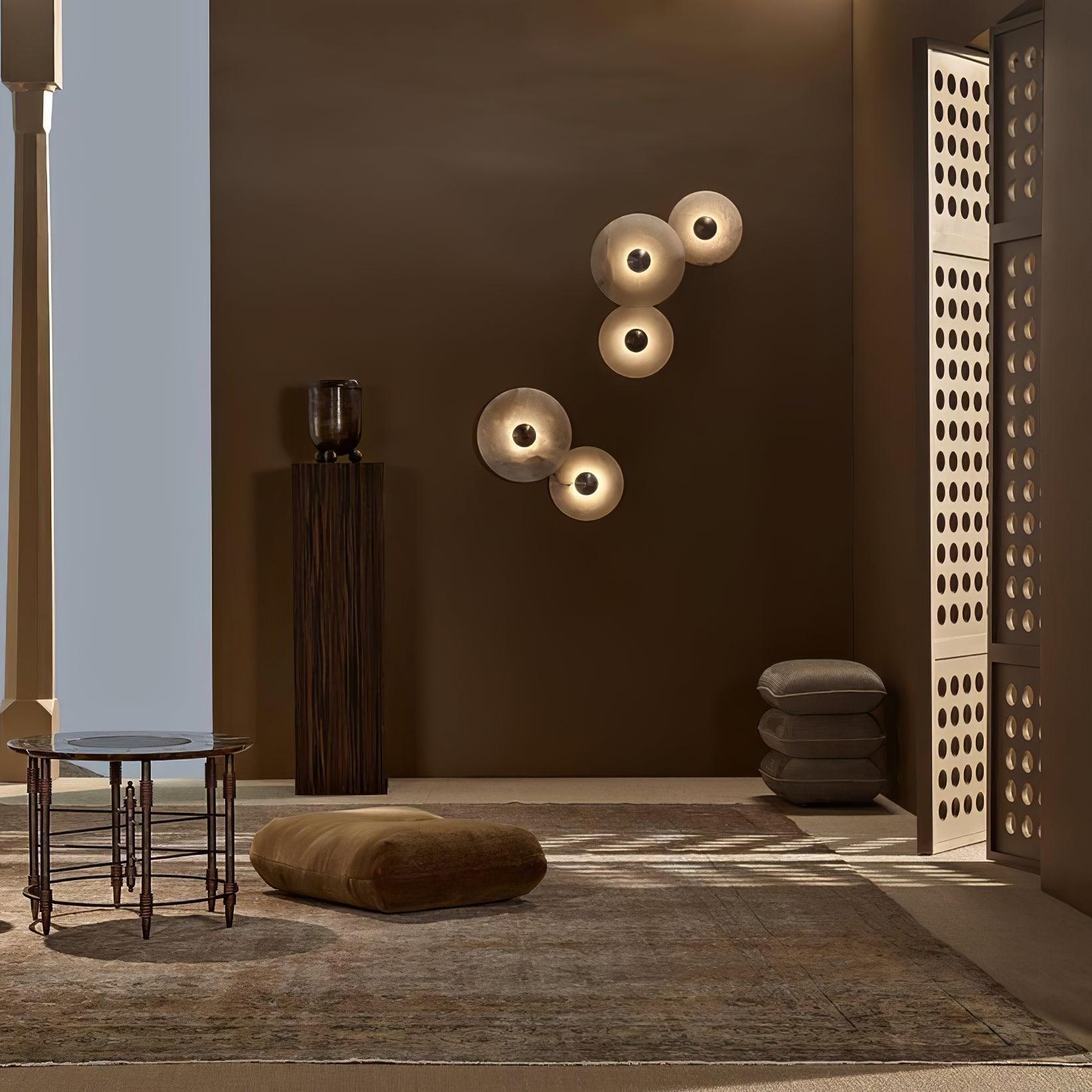 Round Alabaster Combination Wall Sconce