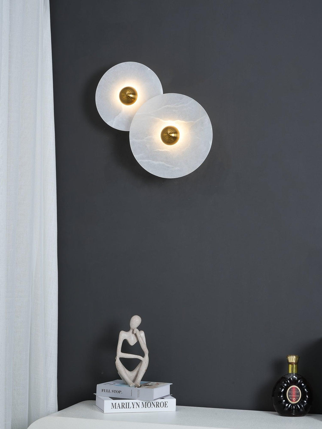 Round Alabaster Combination Wall Sconce