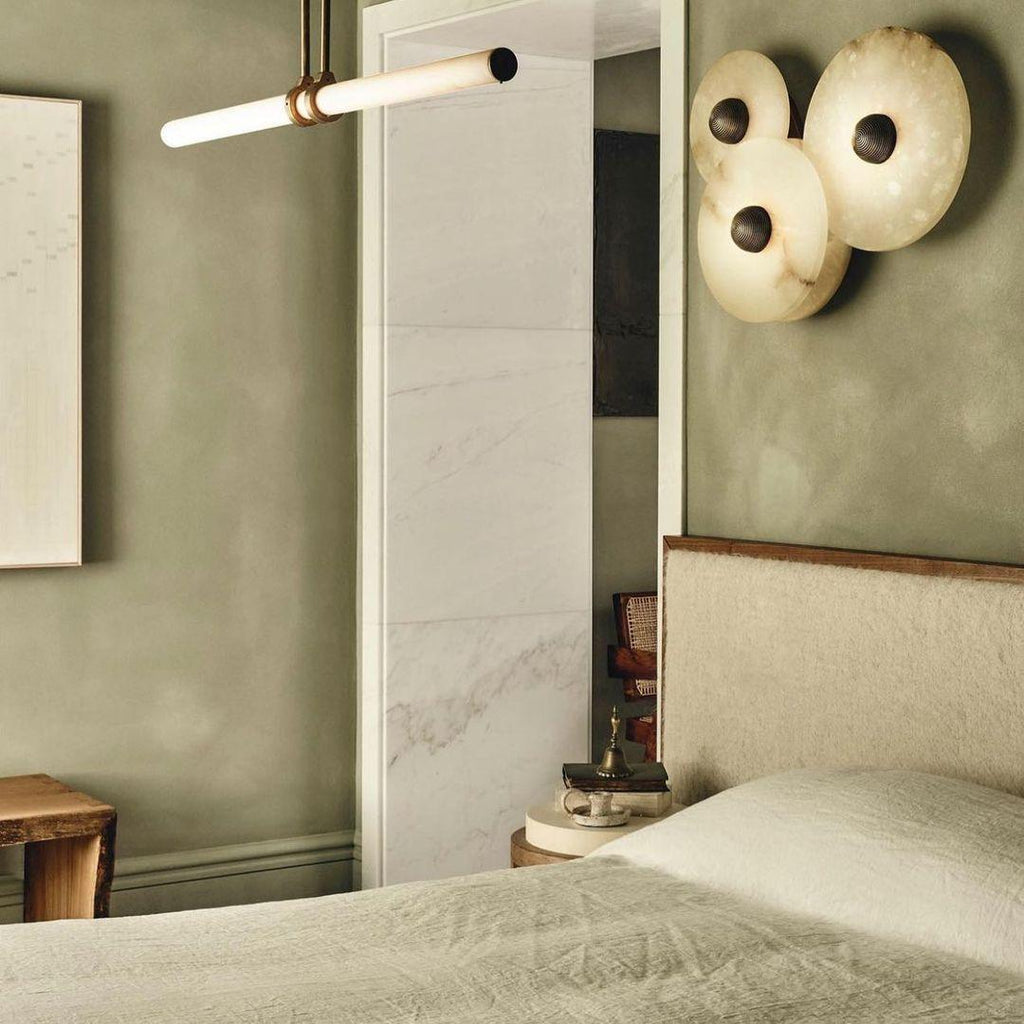 Round Alabaster Combination Wall Sconce