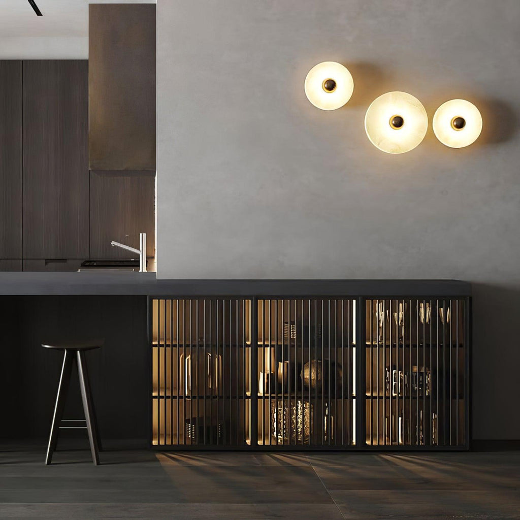 Round Alabaster Combination Wall Sconce