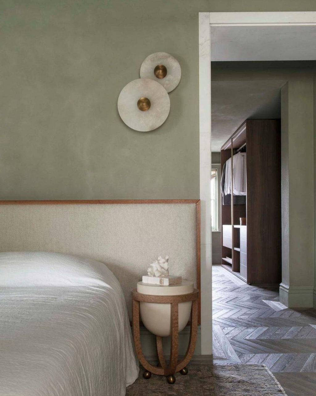 Round Alabaster Combination Wall Sconce