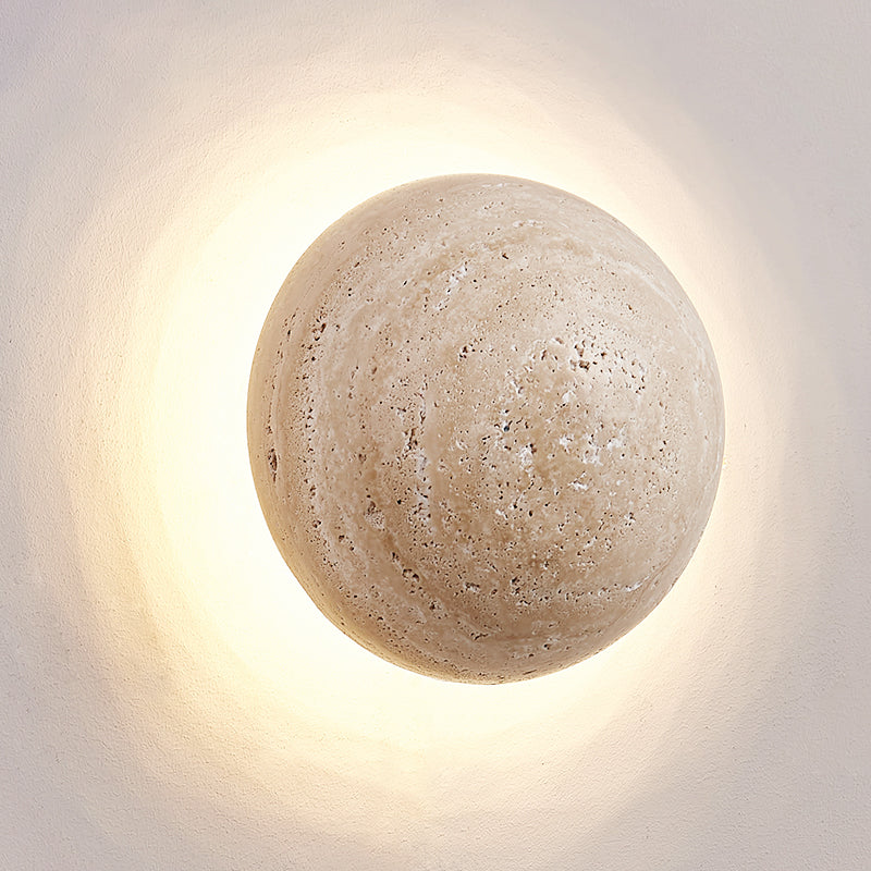 Round Travertine Wall Sconce