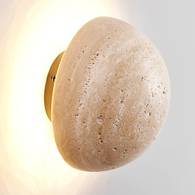 Round Travertine Wall Sconce