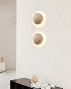 Round Travertine Wall Sconce