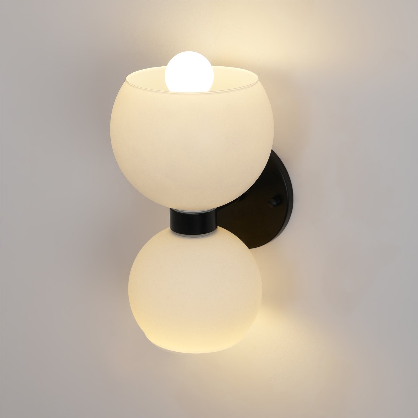 Round White Glass Bedroom Wall Lamp