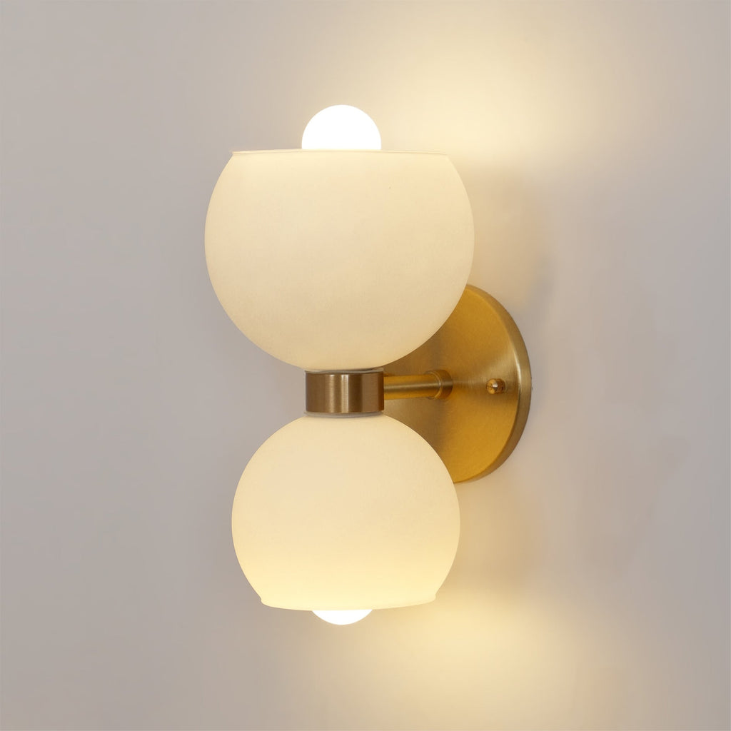 Round White Glass Bedroom Wall Lamp