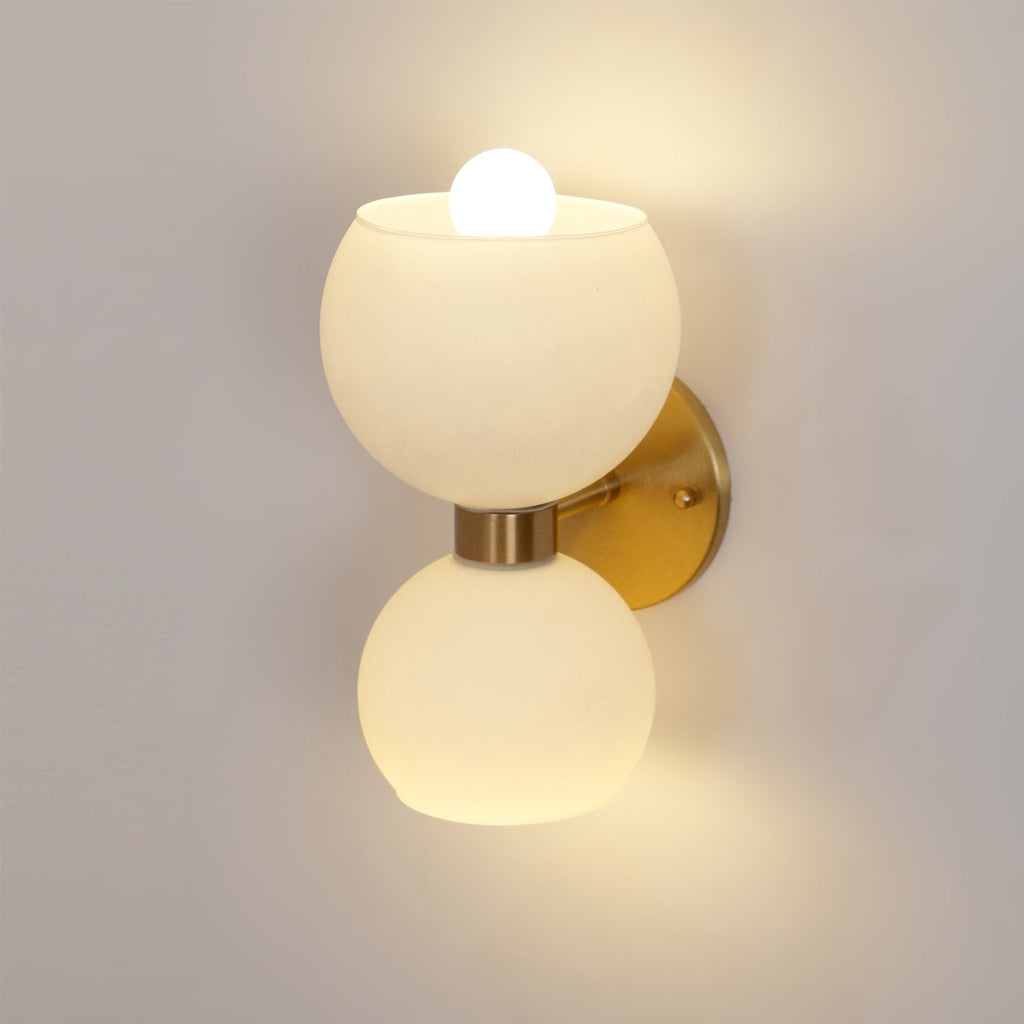 Round White Glass Bedroom Wall Lamp