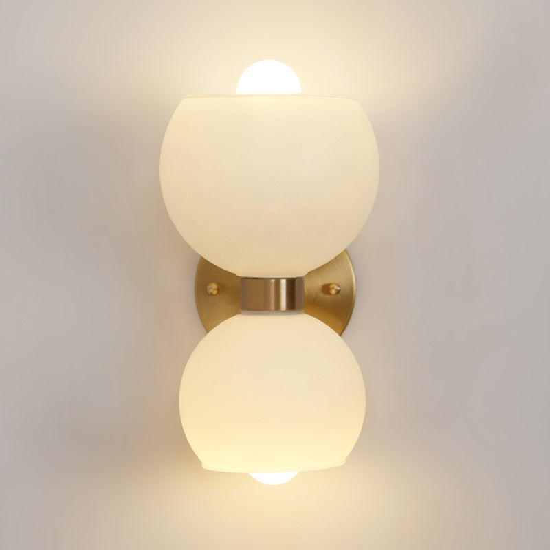 Round White Glass Bedroom Wall Lamp