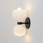 Round White Glass Bedroom Wall Lamp