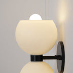 Round White Glass Bedroom Wall Lamp