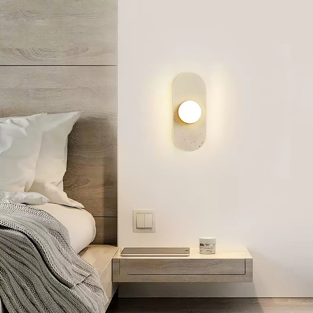 Rounded Travertine Wall Sconce