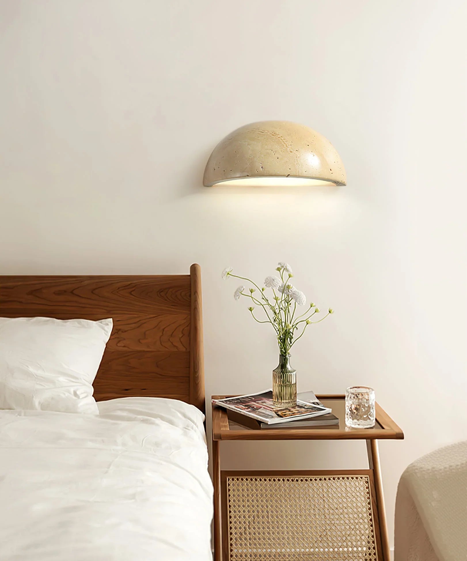 Semicircular Twilight Travertine Wall Lamp