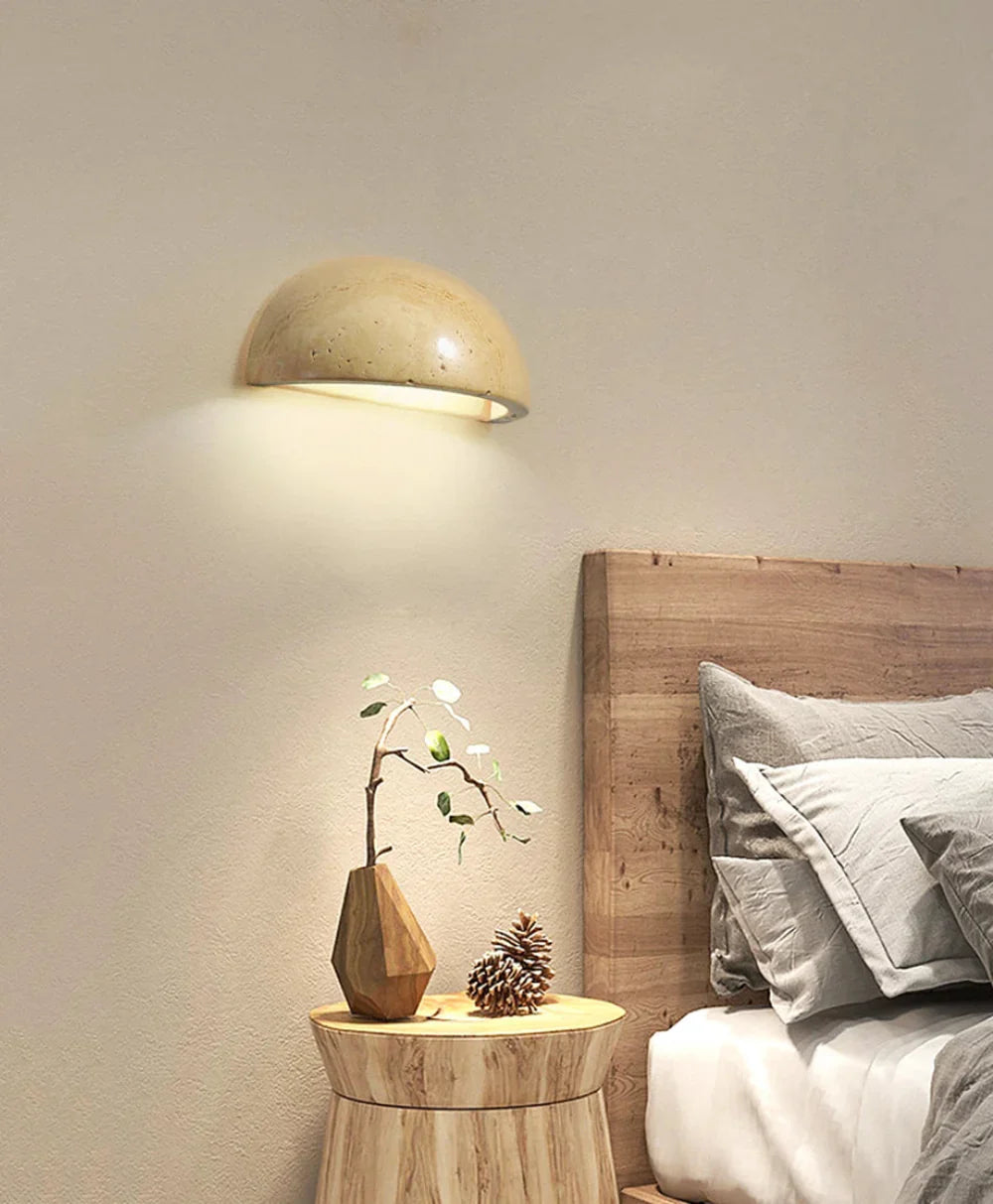 Semicircular Twilight Travertine Wall Lamp