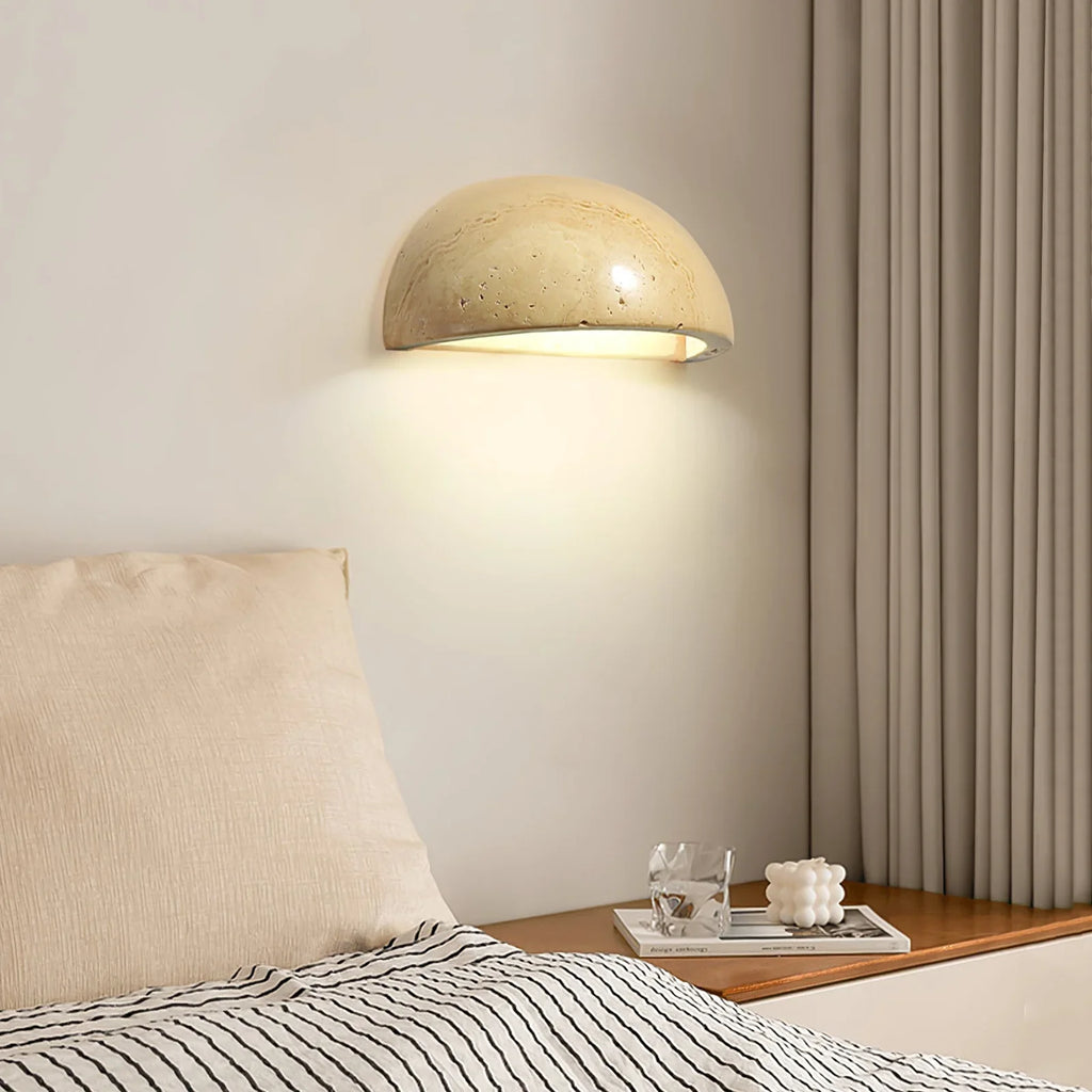 Semicircular Twilight Travertine Wall Lamp