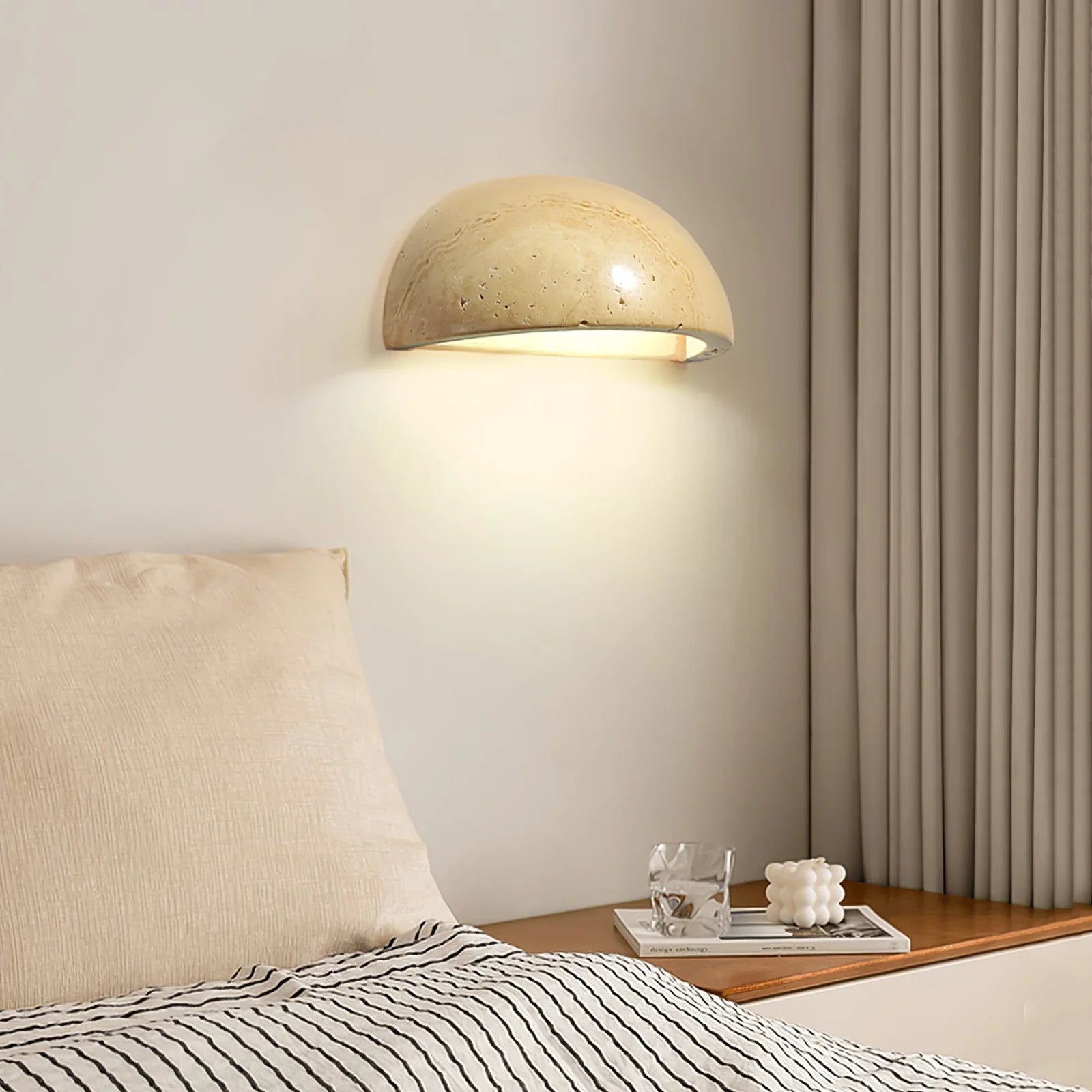 Semicircular Twilight Travertine Wall Lamp