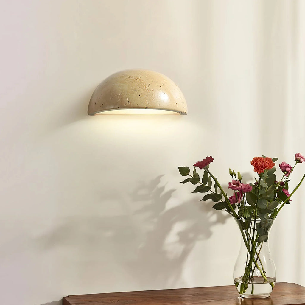 Semicircular Twilight Travertine Wall Lamp