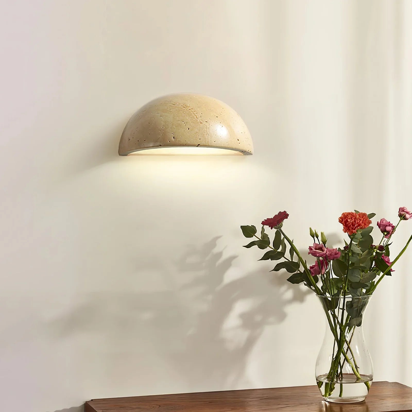 Semicircular Twilight Travertine Wall Lamp
