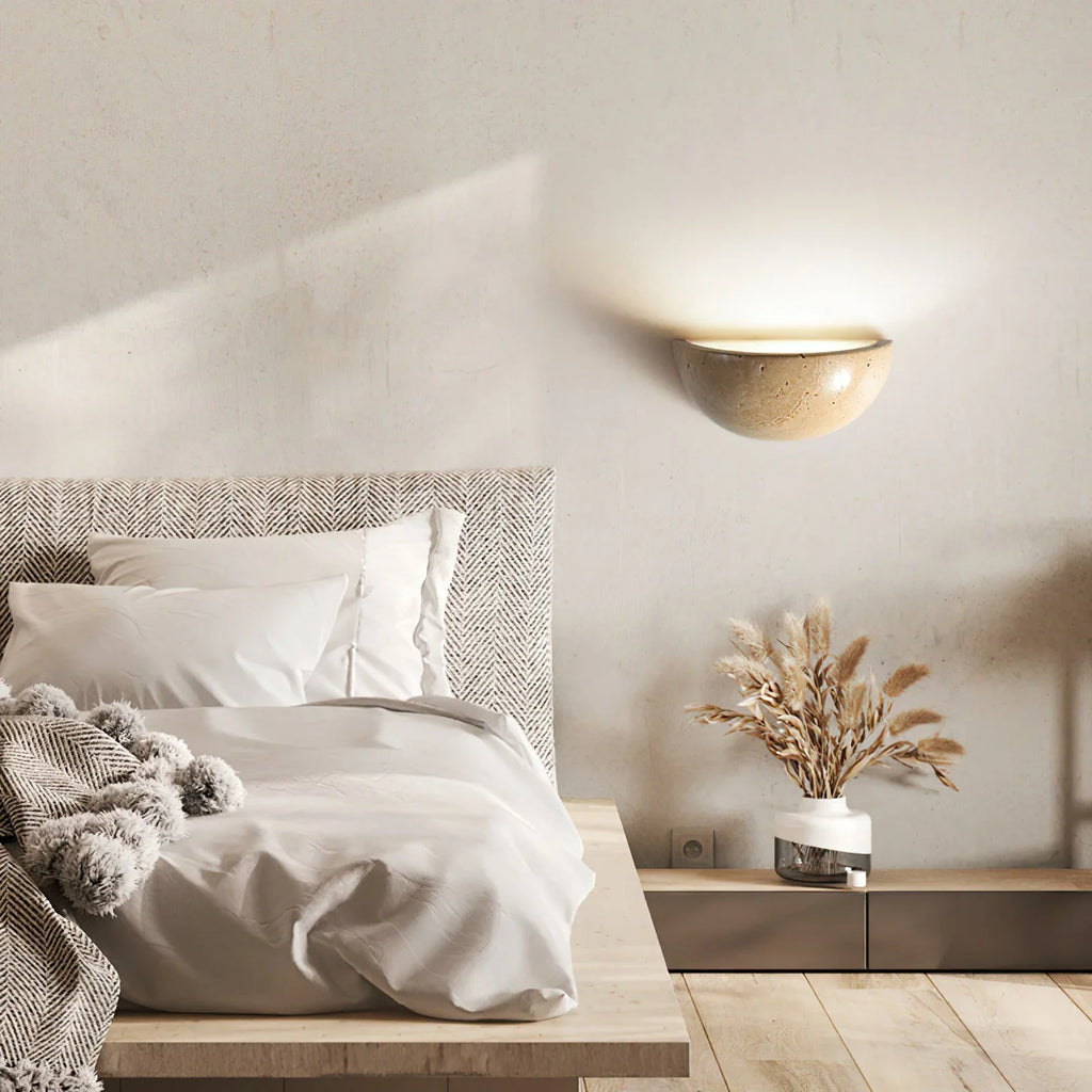 Semicircular Twilight Travertine Wall Lamp