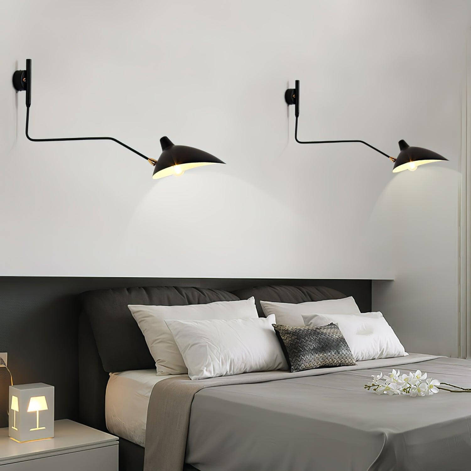Serge Mouille Wall Sconce – Black Swing Arm Designer Wall Light