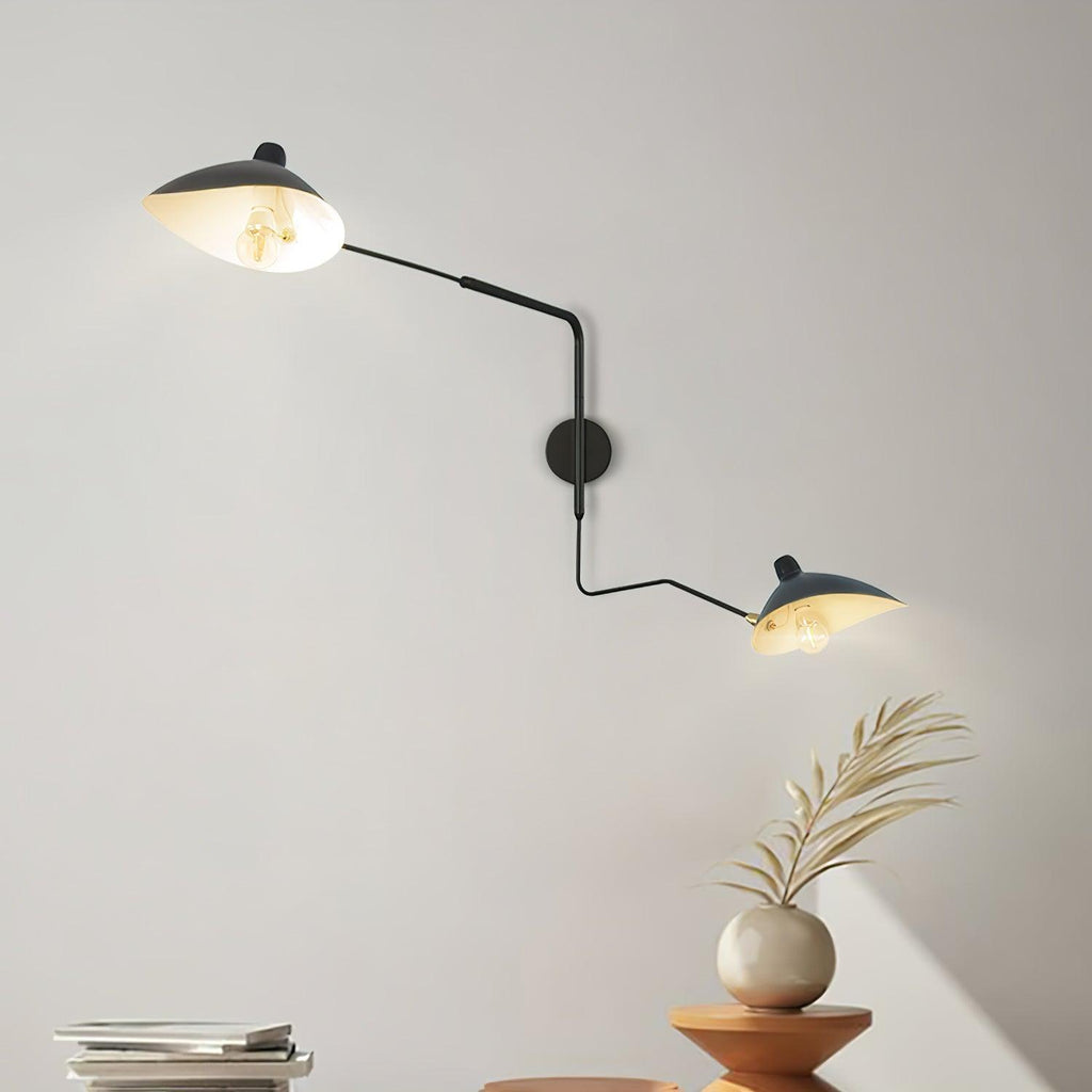 Serge Mouille Wall Sconce – Black Swing Arm Designer Wall Light