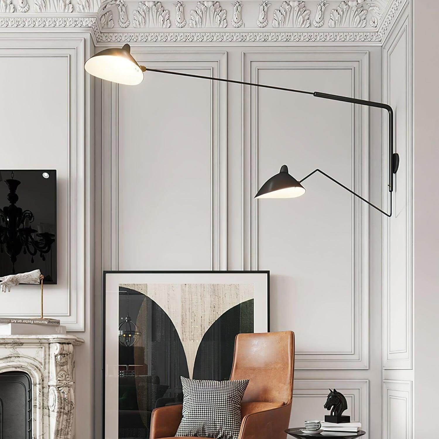 Serge Mouille Wall Sconce – Black Swing Arm Designer Wall Light