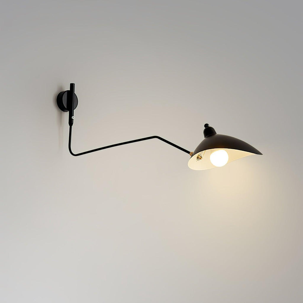 Serge Mouille Wall Sconce – Black Swing Arm Designer Wall Light