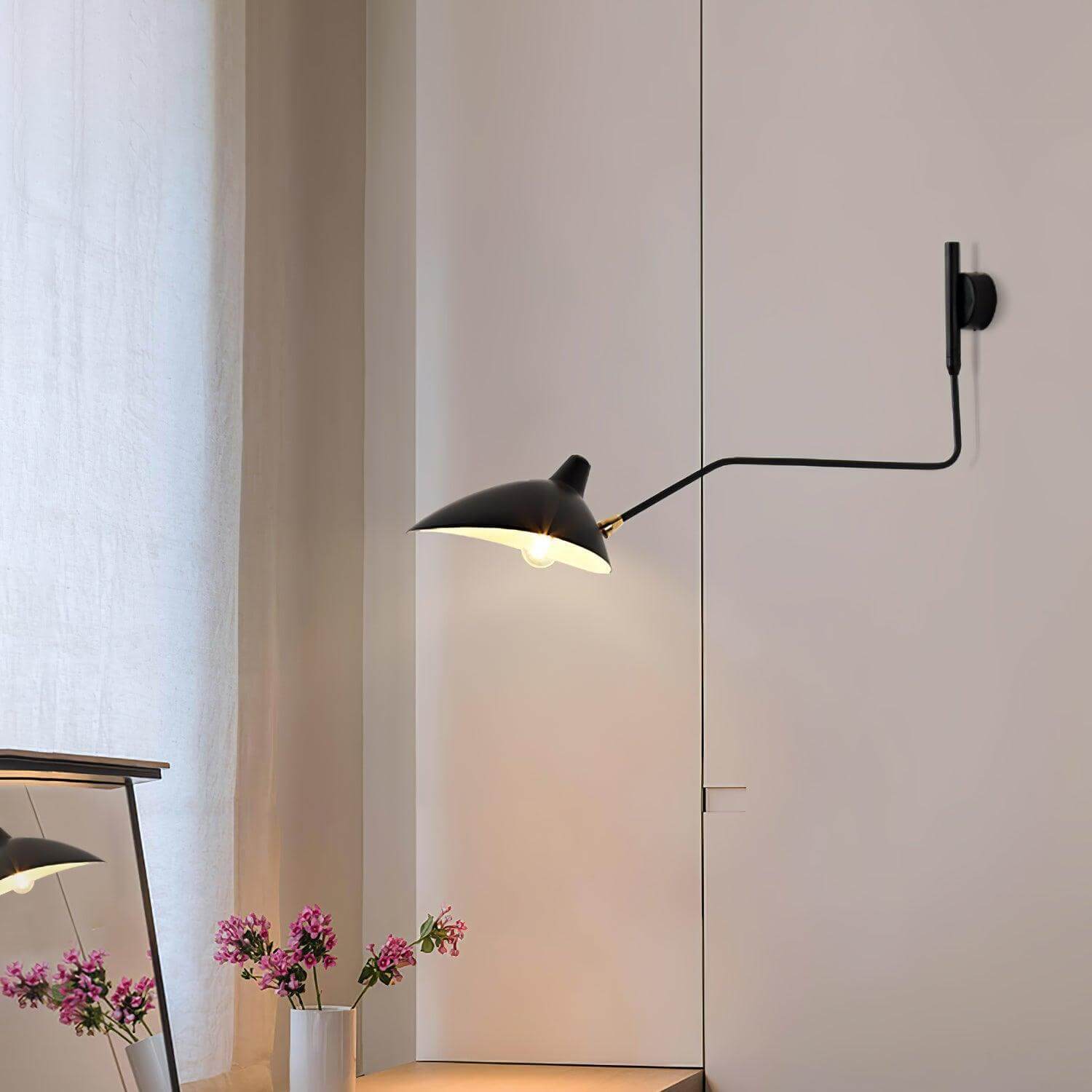 Serge Mouille Wall Sconce – Black Swing Arm Designer Wall Light