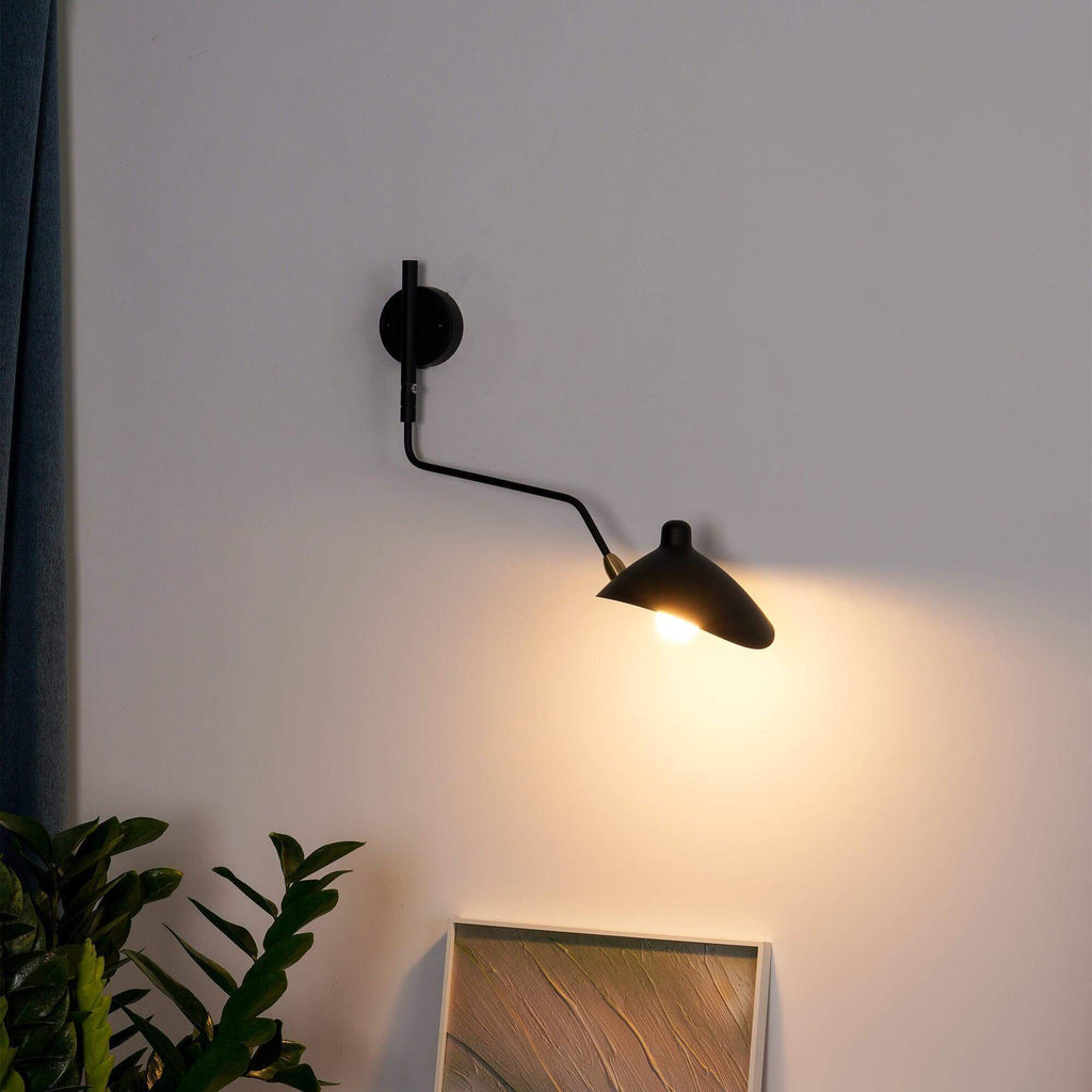Serge Mouille Wall Sconce – Black Swing Arm Designer Wall Light
