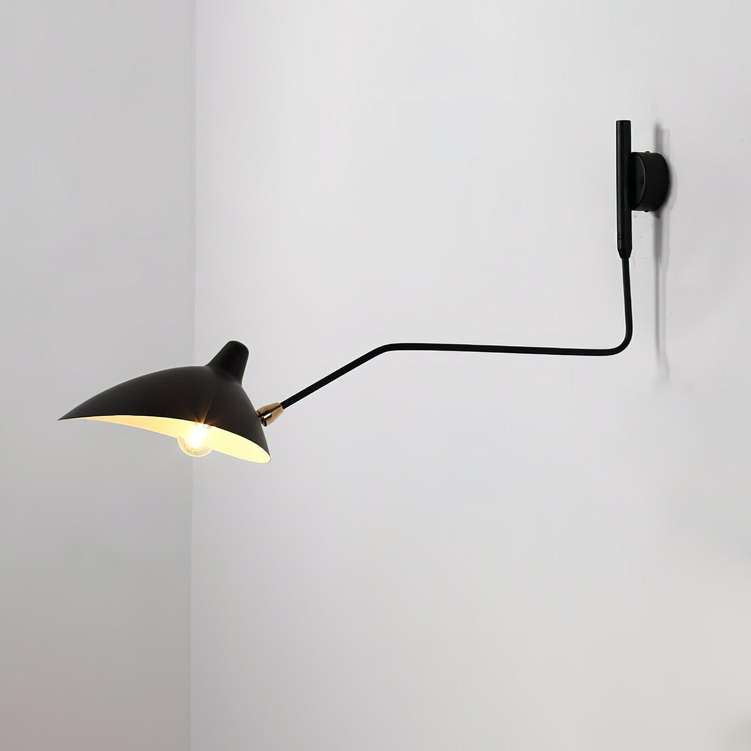 Serge Mouille Wall Sconce – Black Swing Arm Designer Wall Light