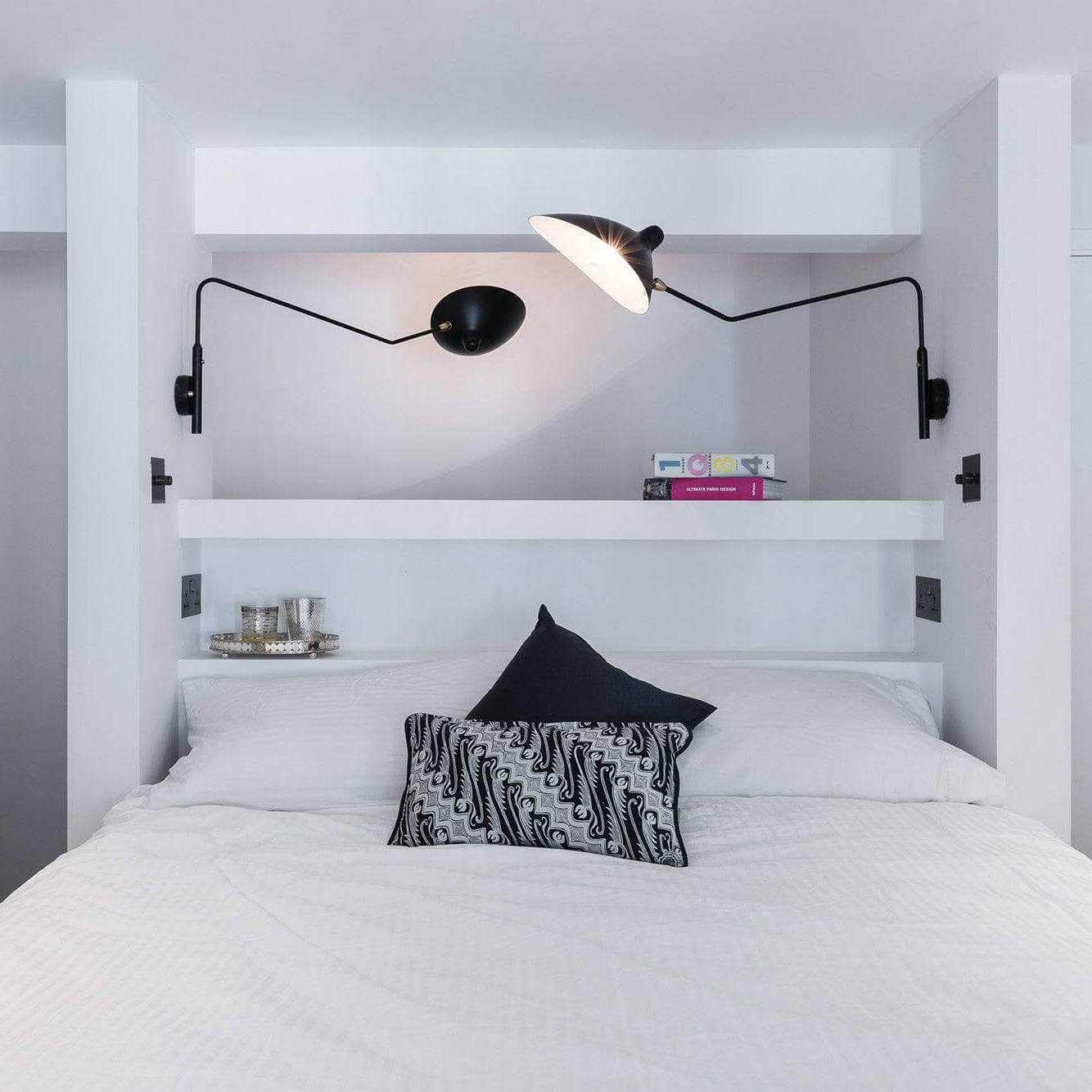Serge Mouille Wall Sconce – Black Swing Arm Designer Wall Light