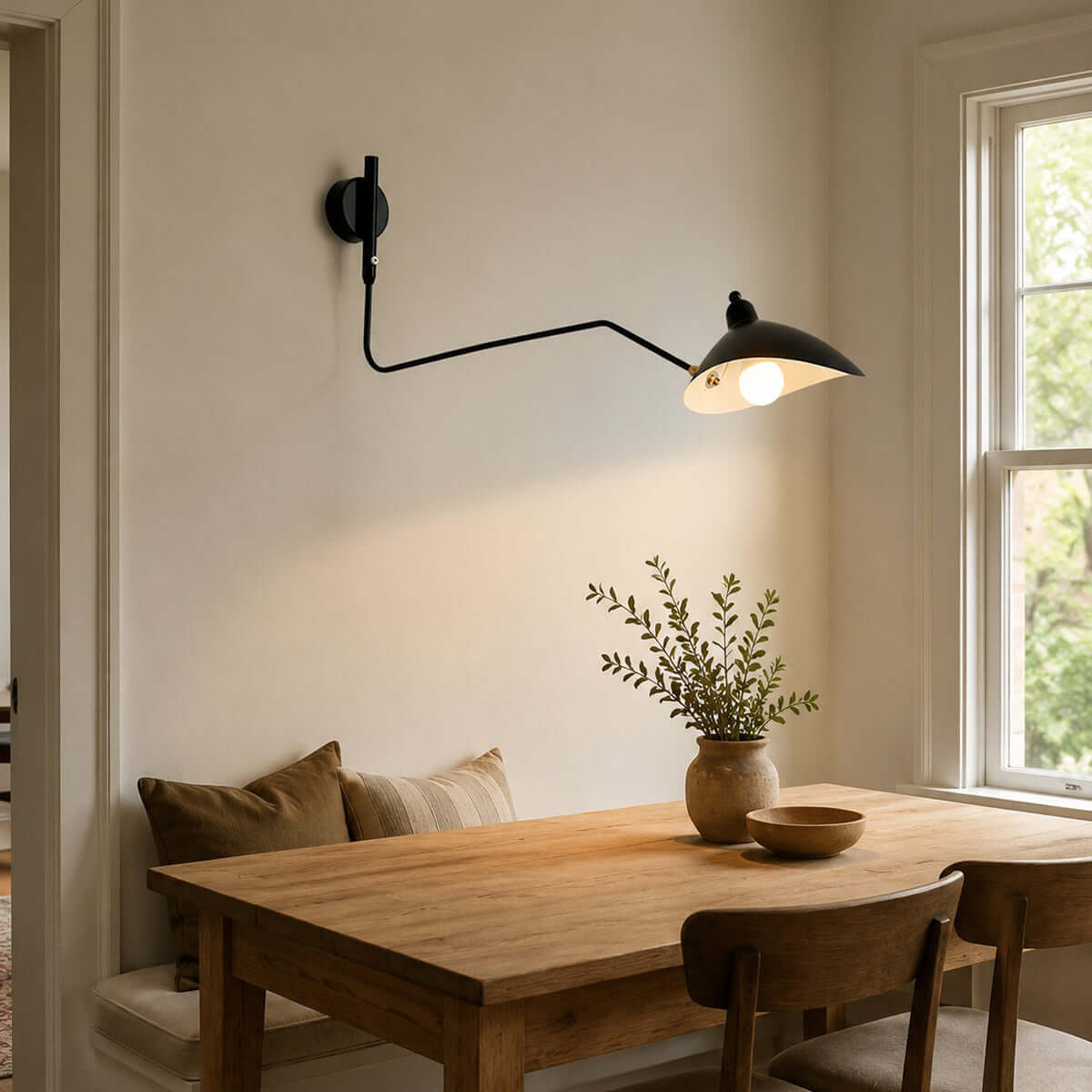 Serge Mouille Wall Sconce – Black Swing Arm Designer Wall Light