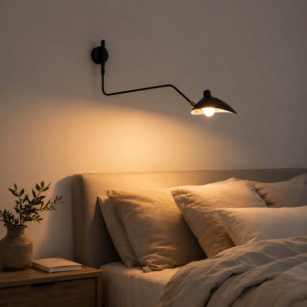 Serge Mouille Wall Sconce – Black Swing Arm Designer Wall Light