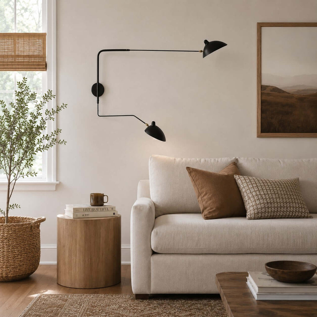 Serge Mouille Wall Sconce – Black Swing Arm Designer Wall Light