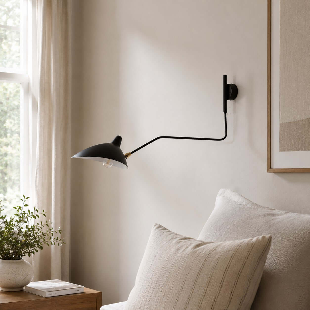 Serge Mouille Wall Sconce – Black Swing Arm Designer Wall Light