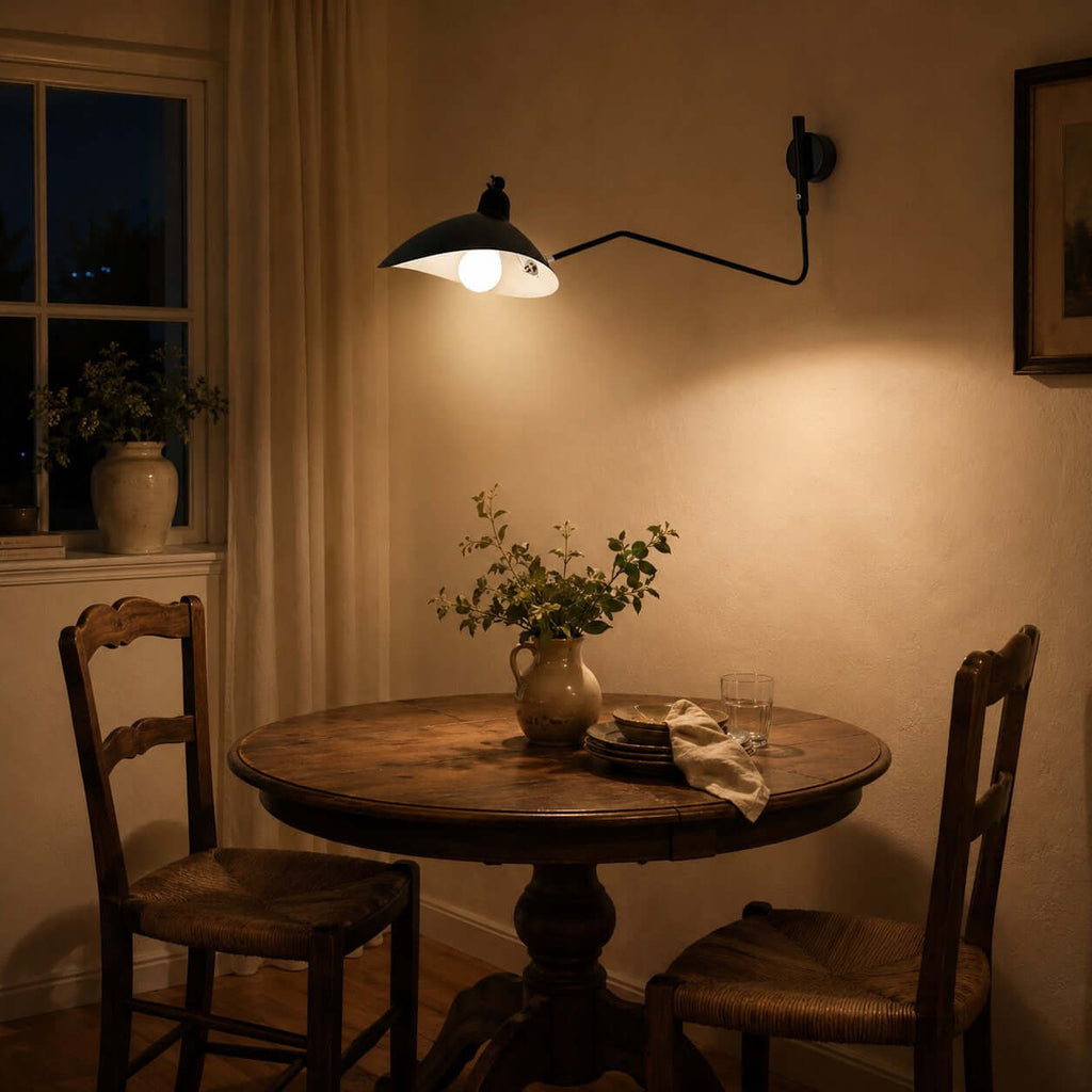 Serge Mouille Wall Sconce – Black Swing Arm Designer Wall Light