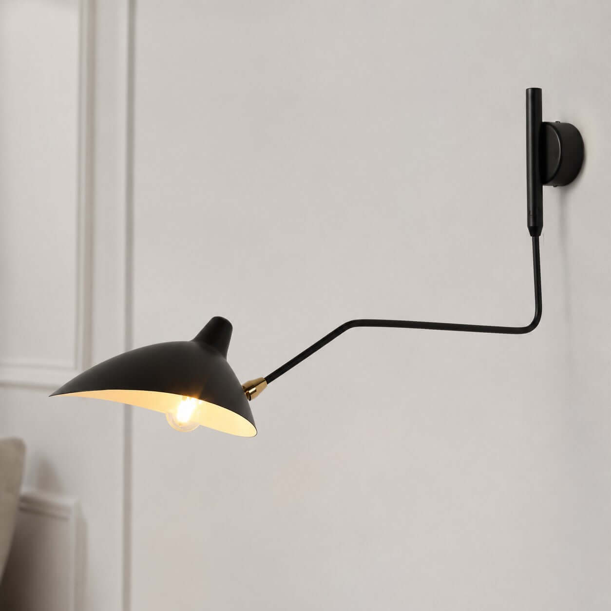Serge Mouille Wall Sconce – Black Swing Arm Designer Wall Light