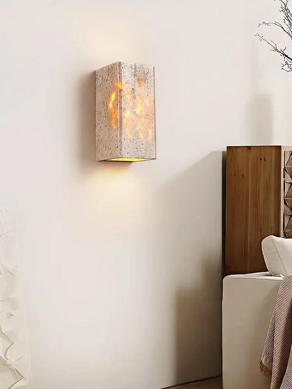 Square Rectangular Travertine Wall Lamp