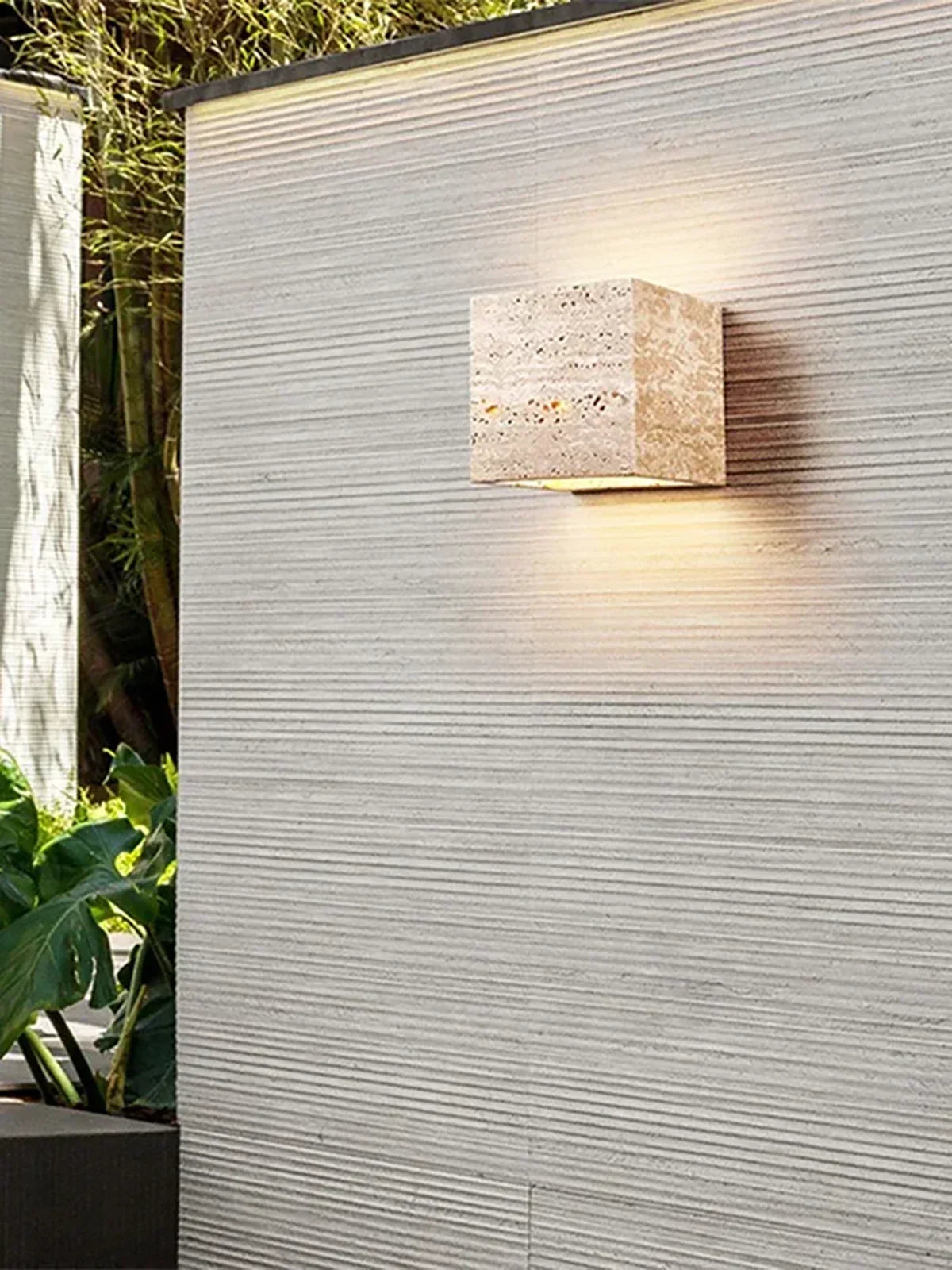 Square Rectangular Travertine Wall Lamp