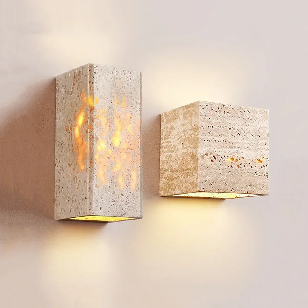 Square Rectangular Travertine Wall Lamp